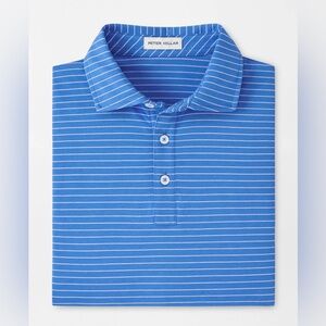 Peter Millar Cape Blue Pilot Mill Cedar Stripe Short-Sleeve Polo MC24K52